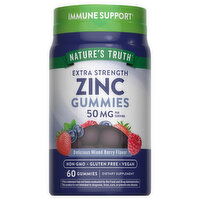 Nature's Truth Zinc, Extra Strength, 50 mg, Gummies, Delicious Mixed Berry Flavor, 60 Each