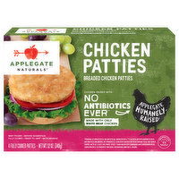 Applegate Naturals Chicken Patties, Cooked, 4 Each