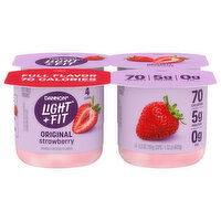Dannon Light + Fit Yogurt, Fat Free, Original, Strawberry, 4 Each