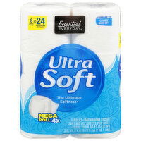 Essential Everyday Bathroom Tissue, Ultra Soft, Mega Rolls, Two-Ply, 6 Each