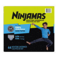 Ninjamas Nighttime Underwear Nighttime Bedwetting Underwear Boy Size S/M 44 Count, 44 Each