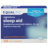 Equaline Sleep Aid, Nighttime, 25 mg, Mini Tablets, 48 Each