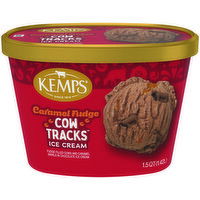 Kemps Caramel Fudge Cow Tracks Ice Cream, 1.5 Quart