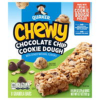 Quaker Granola Bars, Chocolate Chip Cookie Dough, Chewy, 8 Each