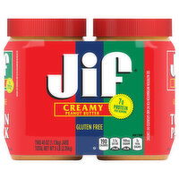 Jif Peanut Butter, Gluten Free, Creamy, Twin Pack, 2 Each