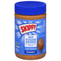 Skippy Peanut Butter Spread, No Sugar Added, Chunky, 16 Ounce