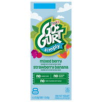 Go-Gurt Yogurt, Mixed Berry Strawberry Banana, Low Fat, 8 Each