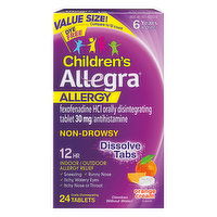 Allegra Allergy Relief, Children's, Indoor/Outdoor, Orange Cream Flavor, Non-Drowsy, 12 Hr, Tablets, Value Size, 24 Each