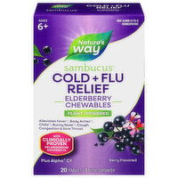 Nature's Way Tablets Ages 6+ Sambucus Elderberry Chewables Berry Flavored Cold + Flu Relief, 20 Each