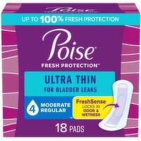 Poise Fresh Protection Pads, Regular, Moderate, Ultra Thin, 18 Each