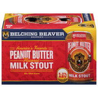 Belching Beaver Brewery Beer, Milk Stout, Peanut Butter Flavored, 6 Each