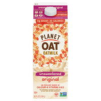 Planet Oat Oatmilk, Unsweetened, Original, 52 Fluid ounce