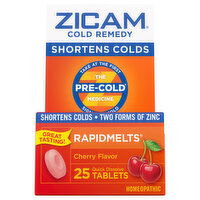 Zicam Rapidmelts Cold Remedy, Quick Dissolve Tablets, Cherry Flavor, 25 Each