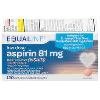 Equaline Aspirin, Low Dose, 81 mg, Enteric Coated Tablets, 120 Each