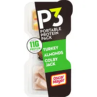 P3 Portable Protein Snack Pack with Turkey, Almonds & Colby Jack Cheese, for a Low Carb Lifestyle, 2 Ounce