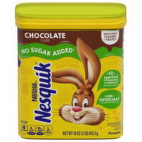 Nesquik Drink Mix, No Sugar Added, Chocolate Flavor, Powder, 16 Ounce