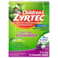 Zyrtec Children's Dye-Free Chewable Tablets Grape Flavor 2.5 mg Allergy, 12 Each