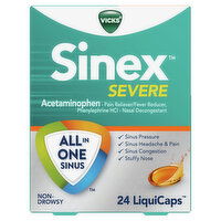 Vicks Severe Pressure & Pain Vicks Sinex Severe LiquiCaps, All-in-One Sinus Relief, Over-the-Counter Medicine, 24 Ct, 24 Each