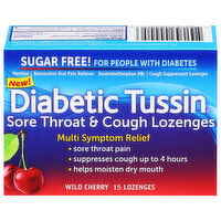 Diabetic Tussin Sore Throat & Cough Lozenges, Wild Cherry, 15 Each