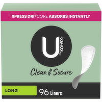 U By Kotex Liners, Clean & Secure, Long, 96 Each