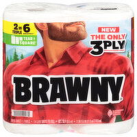 Brawny Tear-A-Square White 3-Ply Triple Rolls Paper Towels, 2 Each