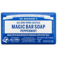 Dr. Bronner's Magic Bar Soap, Pure-Castile, All-One, Peppermint, 5 Ounce