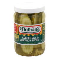 Nathan's Famous Sandwich Slices, Kosher Dill, 32 Fluid ounce