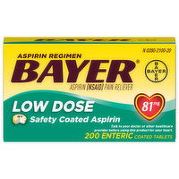 Bayer Aspirin Regimen Pain Reliever, 81 mg, Low Dose, Tablets, 200 Each