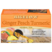 Bigelow Herbal Tea, Caffeine Free, Ginger Peach Turmeric, Tea Bags, 18 Each