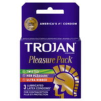 Trojan Condoms, Latex, Lubricated, Assortment, Pleasure Pack, 3 Each