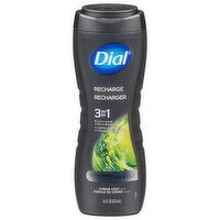 Dial Body + Hair + Face Wash, Recharge, 3 in 1, Cedar Leaf Scent, 16 Fluid ounce