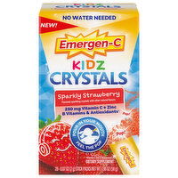 Emergen-C Kidz Crystals, 250 mg, Sparkly Strawberry, Stick Packs, 28 Each