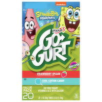 Go-Gurt Fat Free SpongeBob SquarePants Strawberry Splash/Cool Cotton Candy Yogurt Value Pack, 20 Each