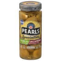 Pearls Specialties Garlic/Jalapeno Queen Olives, 7 Ounce