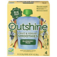 Outshine Smoothies, Blueberry Pear, Fruit & Yogurt, 4 Each