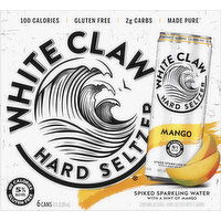 White Claw Hard Seltzer, Mango, Spiked, 6 Pack, 6 Each