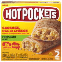 Hot Pockets Sandwiches, Croissant Crust, Sausage, Egg & Cheese, 2 Pack, 2 Each