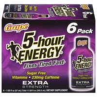 5-Hour Energy Energy Shot, Extra Strength, Grape, 6 Pack, 6 Each