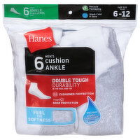 Hanes Socks, Cushion, Ankle, Men's, 6 Each