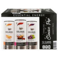 Celsius Liv Fit Sparkling Classic Pop Orage/Cherry Cola/Grape Rush Energy Drink Variety Pack, 12 Each