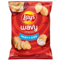 Lay's Potato Chips, Wavy Original, Party Size, 13 Ounce