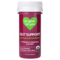 So Good So You Gut Support Cold-Pressed Pomegranate Blueberry Probiotic Juice Shot, 1.7 Fluid ounce