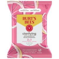 Burt's Bees Facial Towelettes, Pink Grapefruit, Clarifying, 30 Each