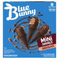 Blue Bunny Mini Swirls Frozen Dairy Dessert, Chocolate, 8 Each