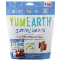 YumEarth Gummy Bears, Assorted, 5 Snack Packs, 5 Each