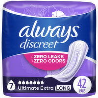 Always Discreet Pads, Ultimate Extra Protect Absorbency, Long Length, 42 Each