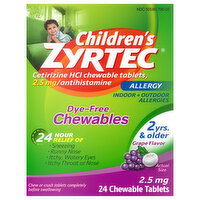 Zyrtec Allergy Relief, Children's, 2.5 mg, Chewable Tablets, Grape Flavor, 24 Each