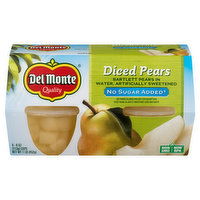 Del Monte Pears, Diced, No Sugar Added, 4 Each