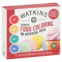 Watkins Food Coloring, Assorted, 4 Each