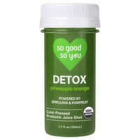 So Good So You Detox Pineapple Orange Cold-Pressed Probiotic Juice Shot, 1.7 Fluid ounce